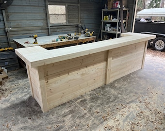 Thomas U Plank Top Large Unfinished - Solid wood indoor bar