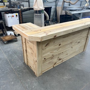 Thomas L shape Wood - Rustic 2-level pressure treated lumber bar tiki bar patio bar outdoor bar beach bar mancave bar basement bar
