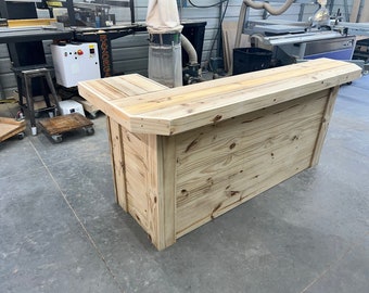 Thomas L shape Wood - Rustic 2-level pressure treated lumber bar tiki bar patio bar outdoor bar beach bar mancave bar basement bar