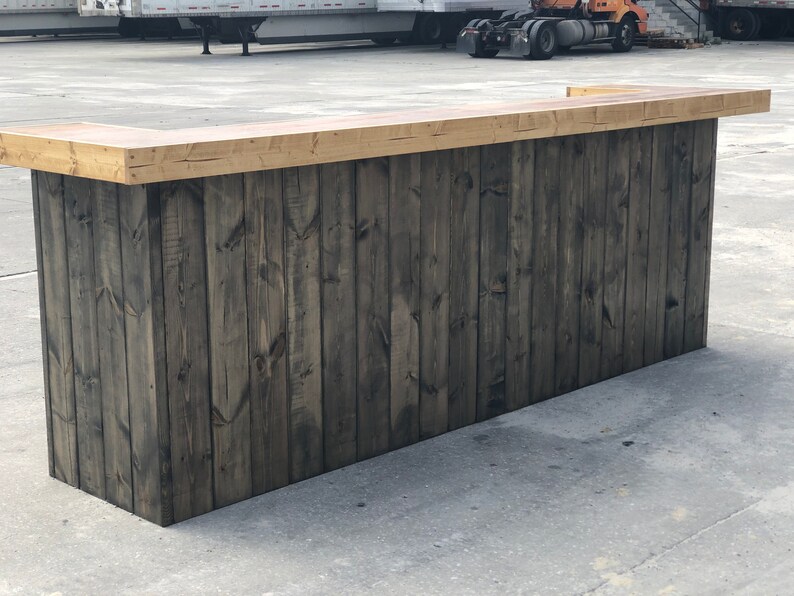 The Ethan 10 Foot Rustic Barnwood Look 2 Person Level Reception Desk Or Bar