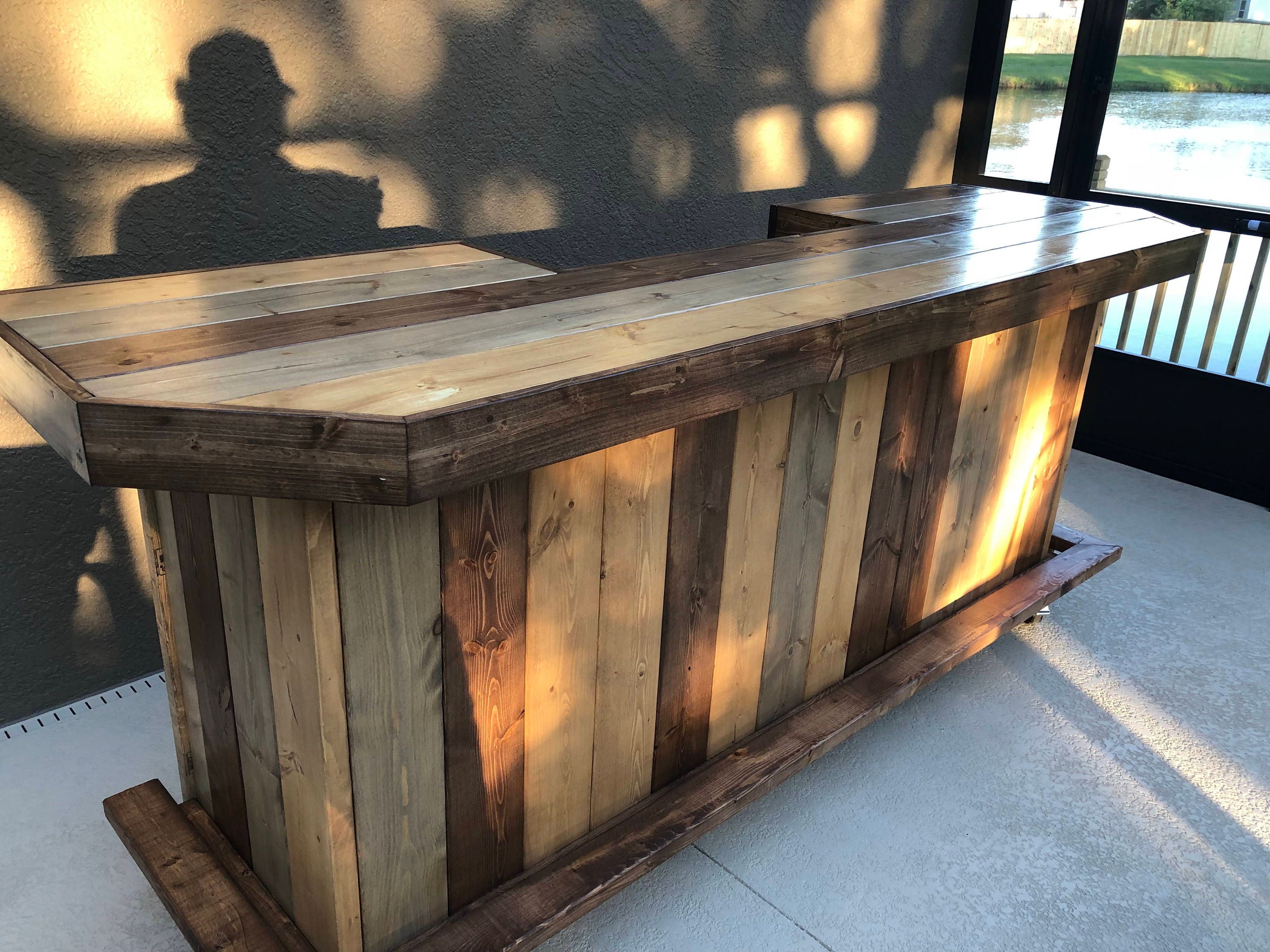 Plank Top U Bar Finished- Solid wood bar