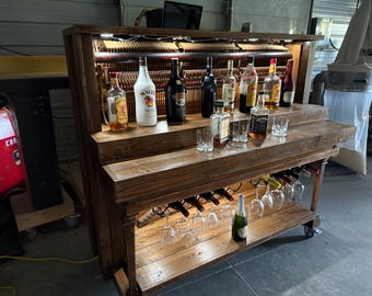 Upcycled Circa 1890 Steinway Upright Piano Home Bar