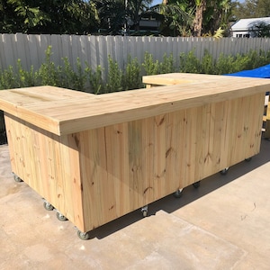 Extra Large U Shape real pressure treated wood home tiki outdoor patio bar