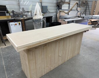 Straight Smooth Top Small Unfinished - Solid wood indoor bar