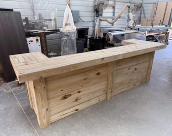 Thomas U Plank Top Large Unfinished - Solid wood pressure treated outdoor home bar
