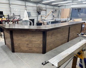 Large 16 x 8 Horizontal smooth top L  shape custom angled bar or retail counter