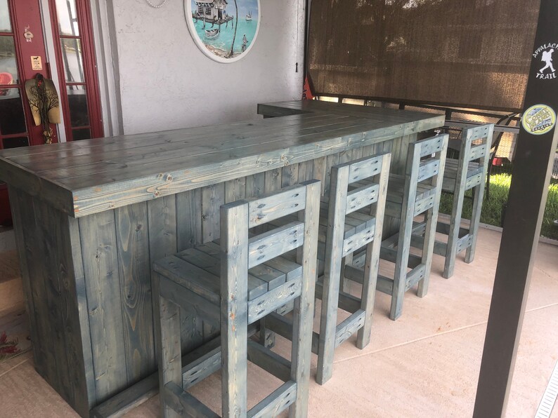 Home Living Outdoor Gardening The Big Blue Woo Beach Bar 10 X 4 5 L Shaped With 2 Shelves And Footrail X 4 5 L Shaped Outdoor Bar, L Shaped Outdoor Bar