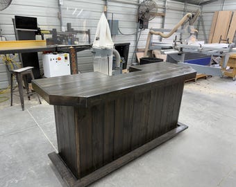 The foo-BAR Plank Top U Shape 3 Piece Rustic Basement Home Bar