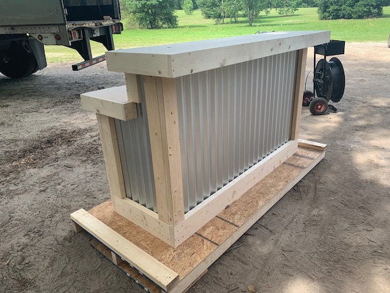 Hello Shiny 2 Level Rustic Style Corrugated Metal wood Reception
