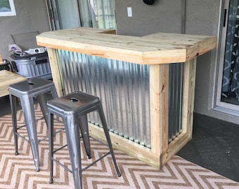 The foo-BAR Metal And Wood Pressure Treated Outdoor Home Patio Tiki Bar