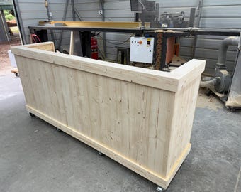 Unfinished Mobile Hostess Stand with 3 shelves