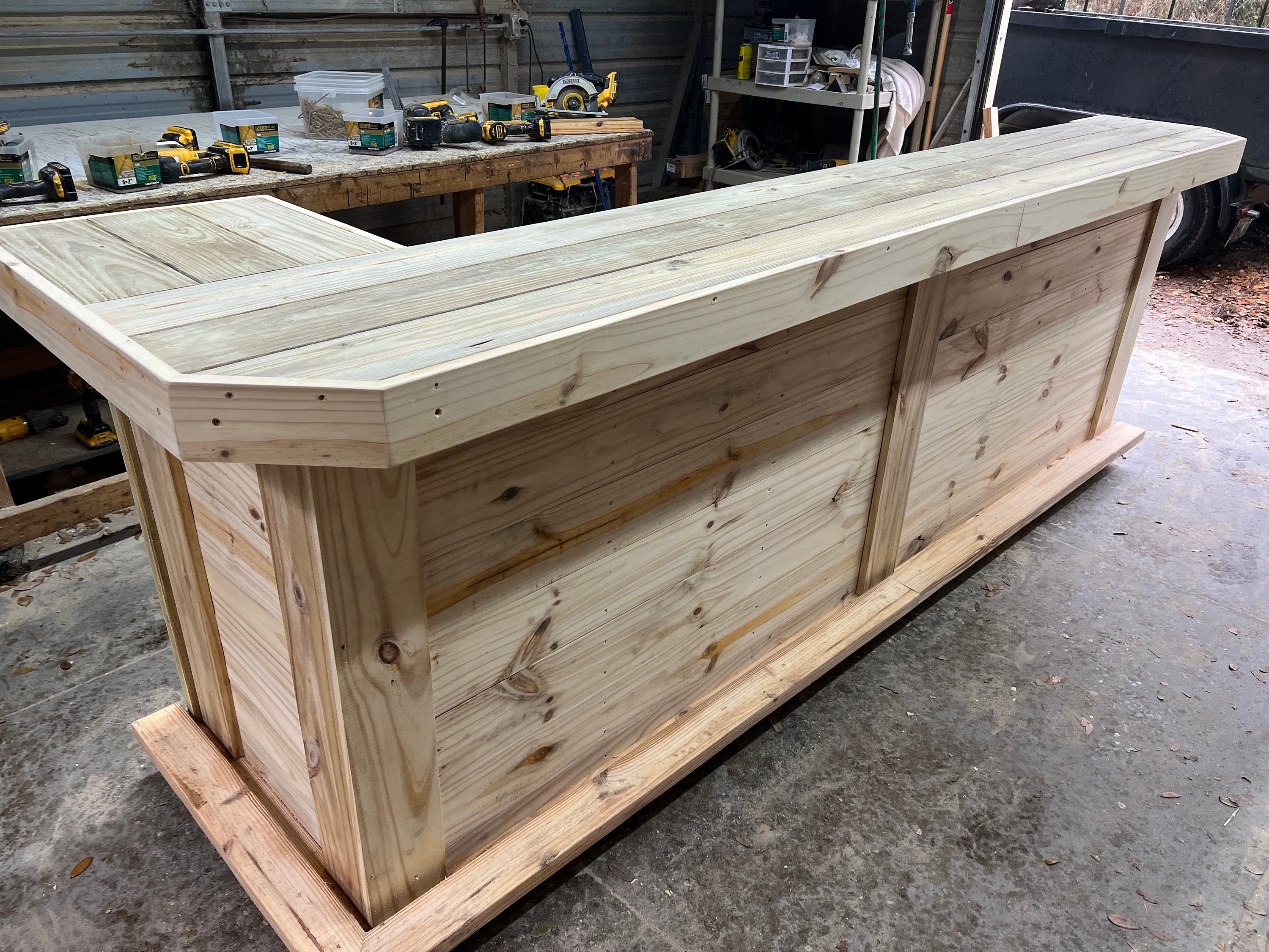Plank Top U 3 Piece Basement Bar Unfinished - Solid wood bar