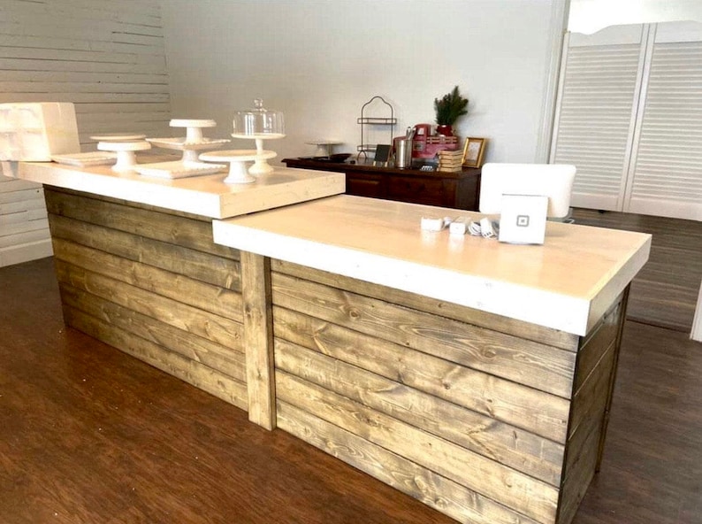 Coffee Shop Large Finished Solid wood retail counter image 9