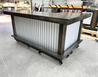 The Smooth Top Metal L Medium - wood & corrugated metal sales counter, retail counter, L shape counter, custom counter, commercial bar,