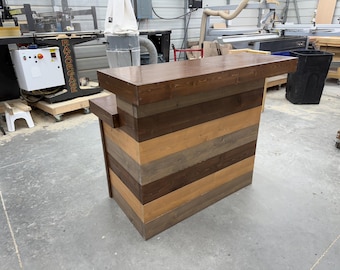 Hello Shabby 2 Level Wide Top Finished - Solid wood reception desk