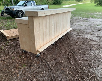 Unfinished Planktop Wood Buffet 2 level - Rustic barnwood style, pallet style wood indoor bar