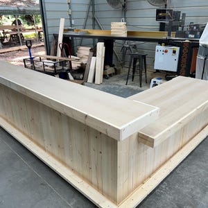 Aventura Large Sales Counter - Unfinished 2 level, L shape with ADA drop