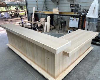 Aventura Large Sales Counter - Unfinished 2 level, L shape with ADA drop