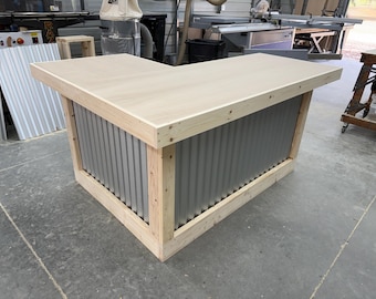 Metal Original L Shape Indoor Home Bar Unfinished