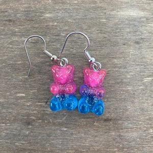 Glitter Gummy Bear Earrings | Fun Kid Earrings | Gummy Bear Earrings | Party Favor Earrings | Birthday Party Favor Earrings |