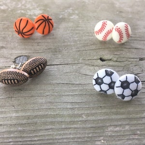 Sport Ball Stud Earrings | Baseball, Soccer, Basketball, Football