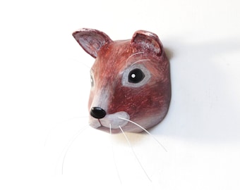 Squirrel - Paper mache animal wall decoration