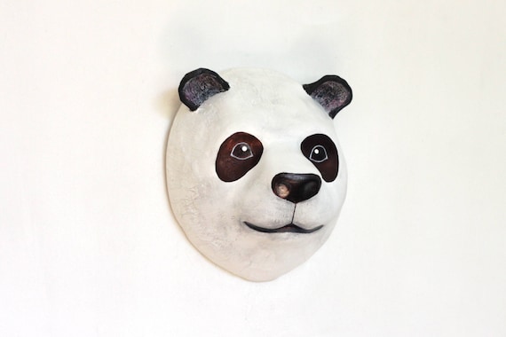 naakt Tutor hoofd Paper Mache Panda Faux Taxidermy Interior Wall Decoration - Etsy
