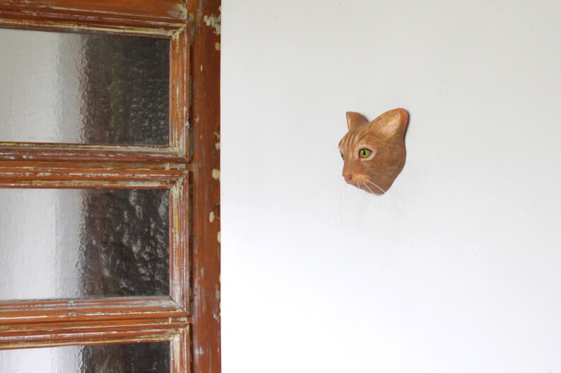 Custom cat portrait / Cat memorial wall mount art sculpture Etsy
