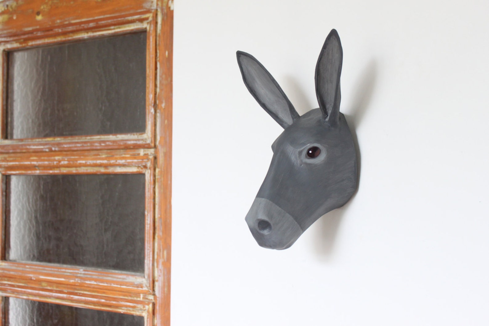 Paper Mache Grey Donkey Wall Mount Head Sculpture Home Etsy
