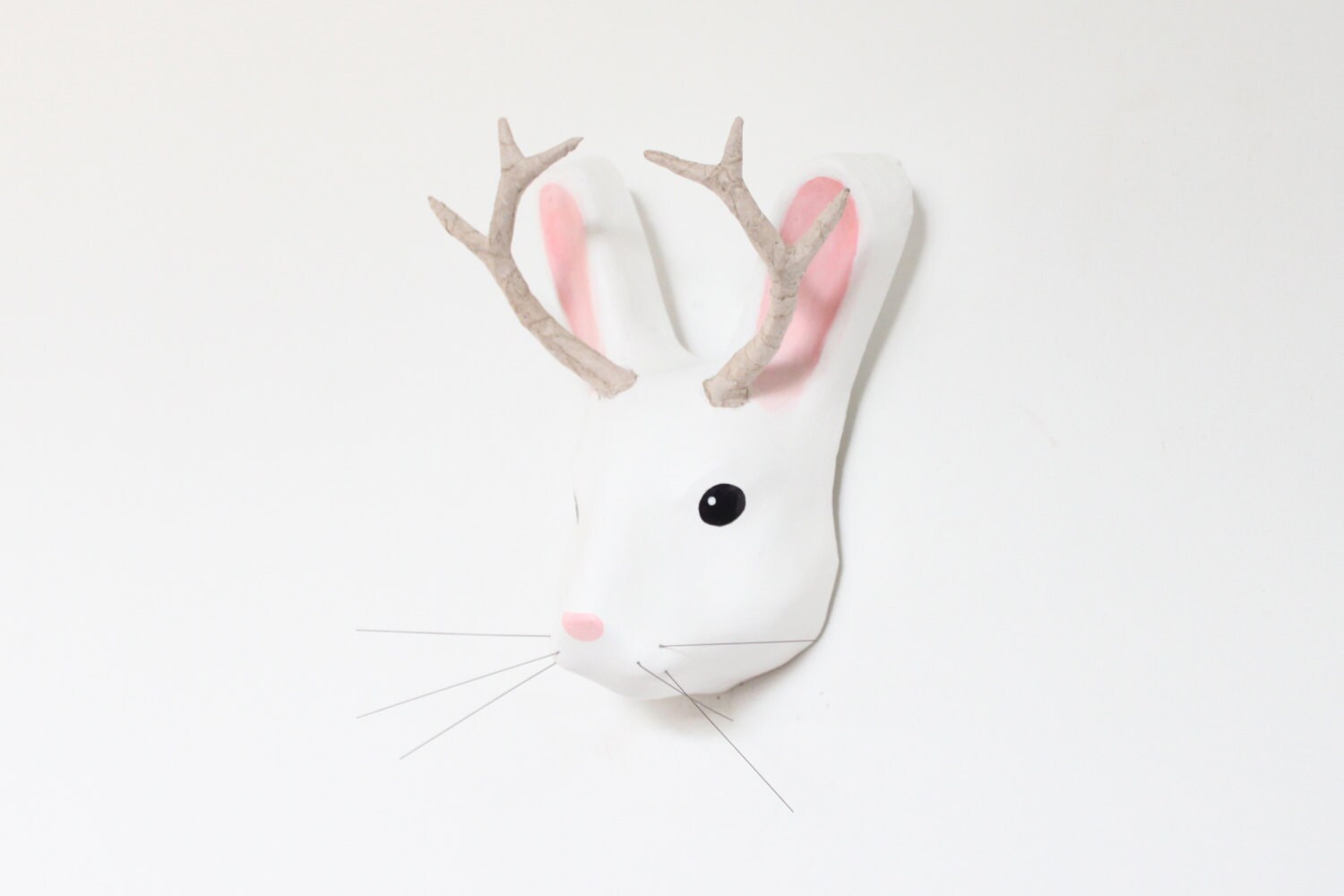 White Paper Mache Sculpture of Mythical Animal Jackalope Etsy
