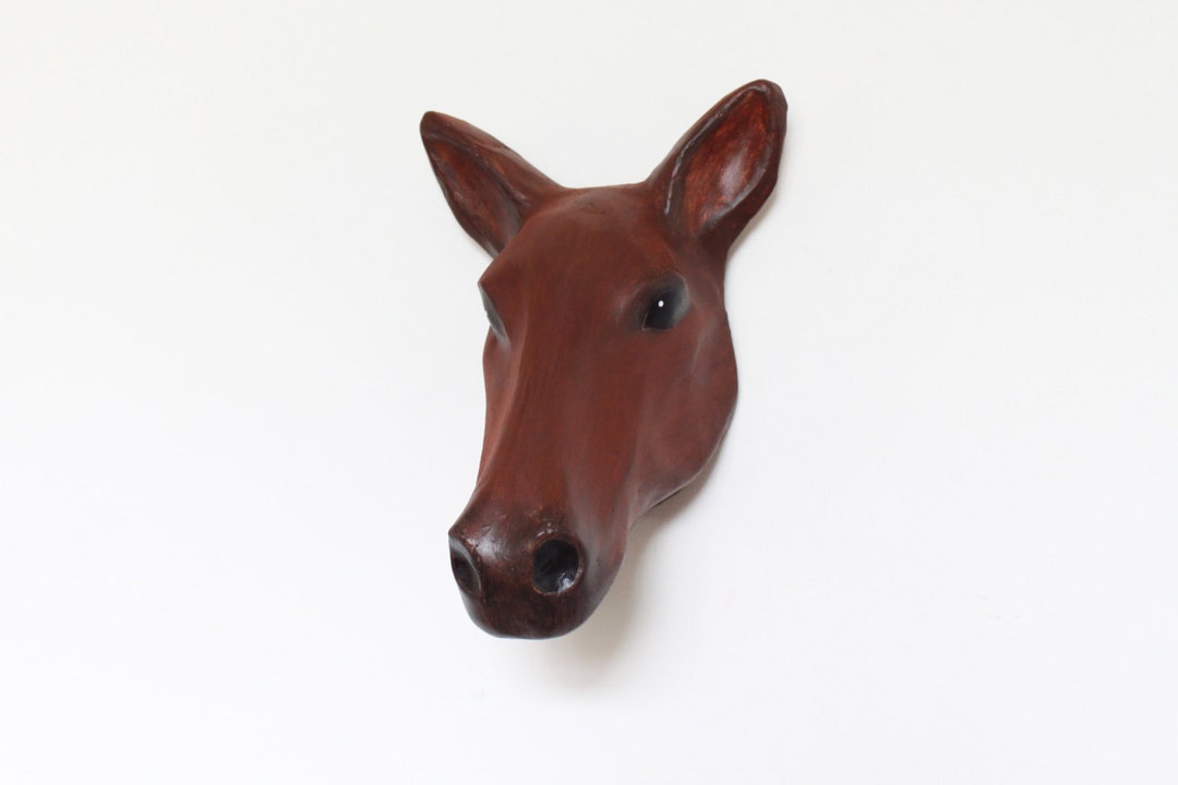 Realistic Paper Mache Horse Ornament Wall Mount Head Etsy