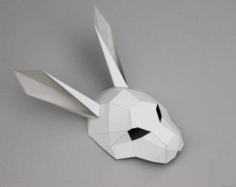 New Year Mask - PDF Instant_Download - Rabbit mask / half head mask / DIY