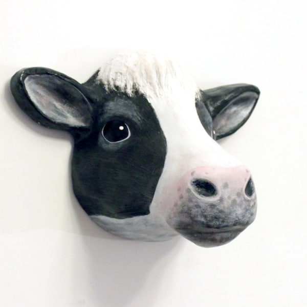 Cow head wall decoration / wall mount, art sculpture, faux taxidermy