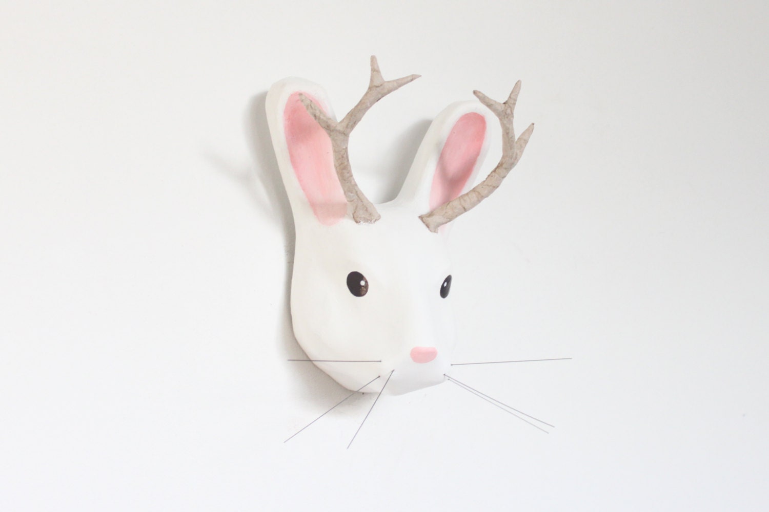 White Paper Mache Sculpture of Mythical Animal Jackalope Etsy