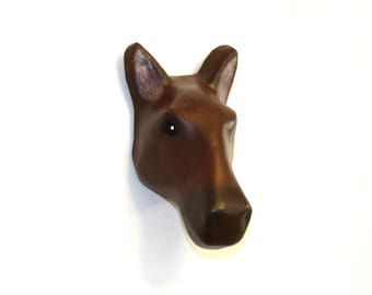 Small Paper mache Horse wall mount head sculpture, home, nursery, playroom or hallway decor