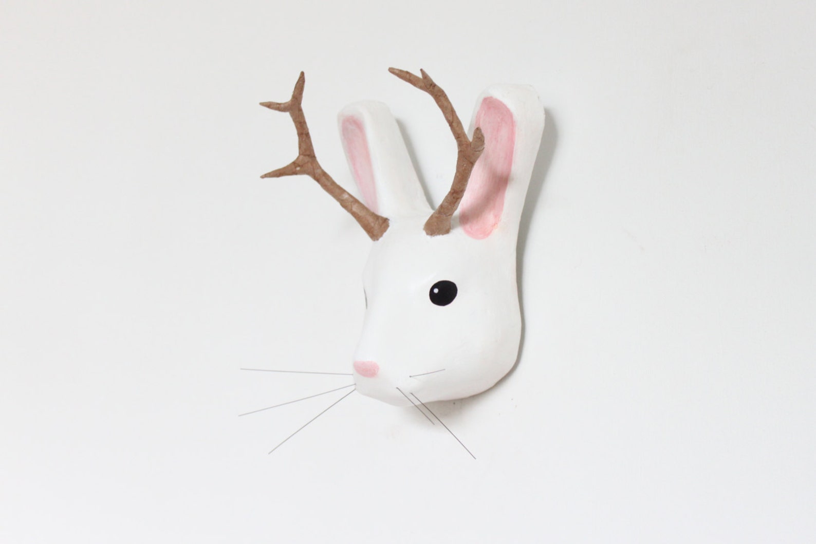 Paper mache head sculpture of mythical animal Jackalope Etsy