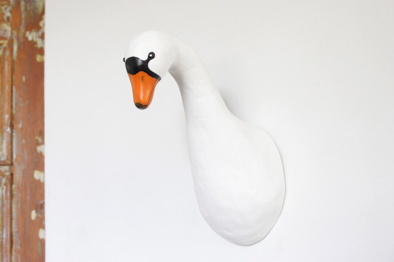 Swan Faux Taxidermy wall decor paper mache bird mould