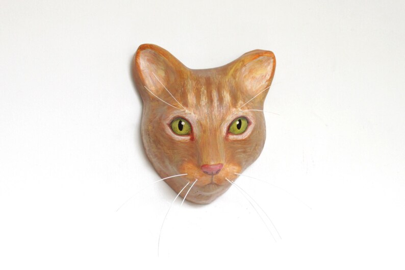 Custom cat portrait / Cat memorial wall mount art sculpture Etsy