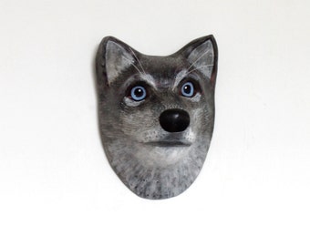 Handmade papier, paper mache realistic Wolf wall decor