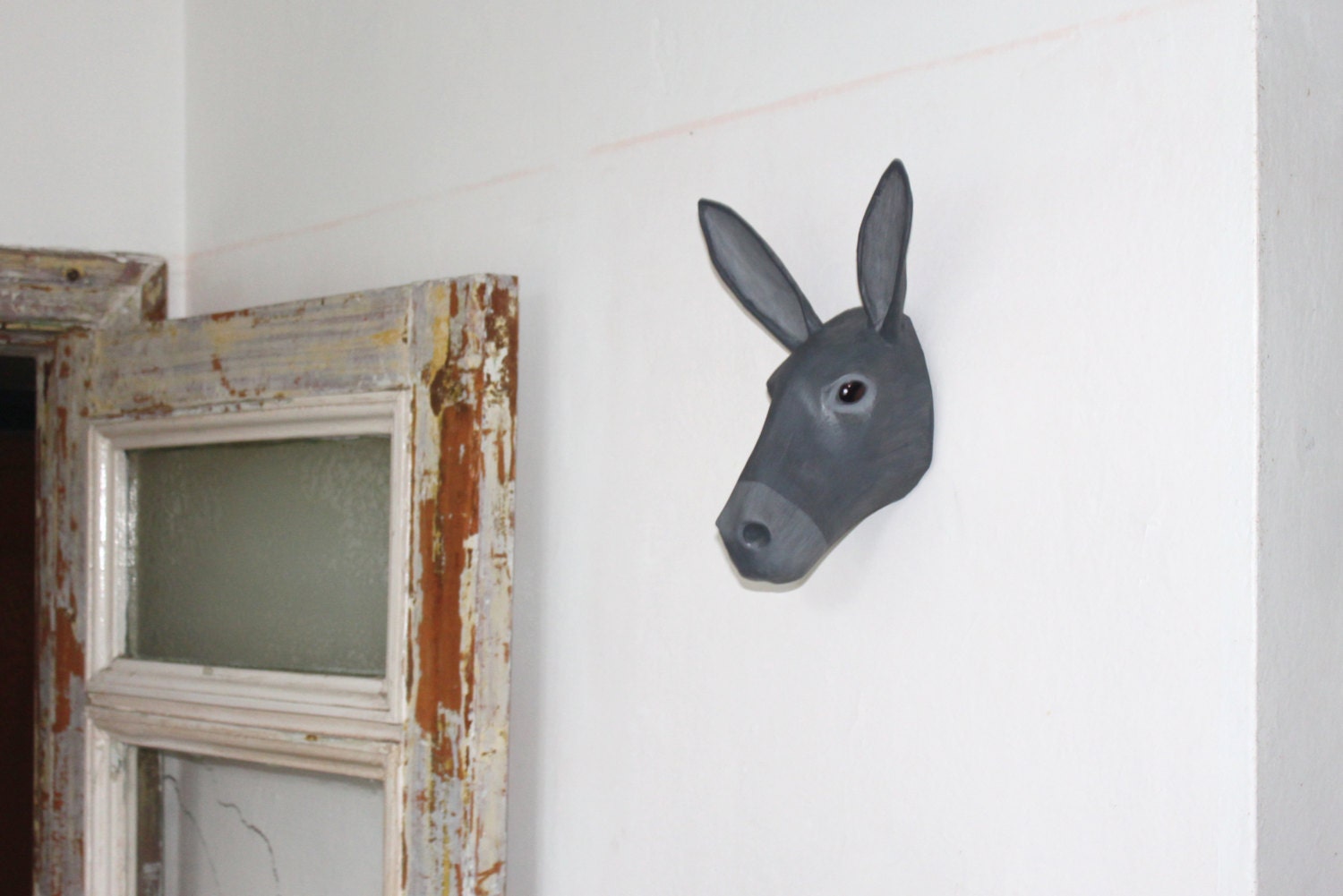 Paper Mache Grey Donkey Wall Mount Head Sculpture Home Etsy