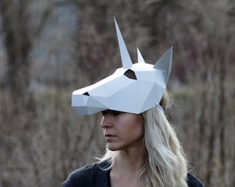 Unicorn - PDF Instant_Download - half head mask / DIY