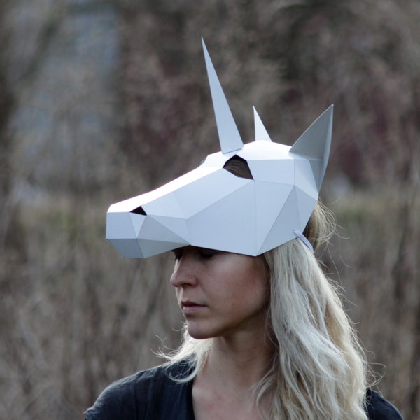 Unicorn - PDF Instant_Download - half head mask / DIY