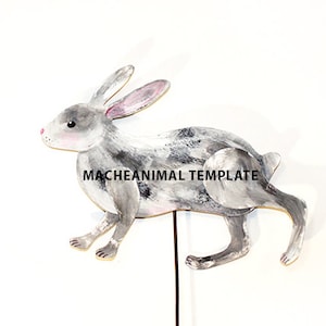 DIY RABBIT PATTERN 1x outline and 3x painted versions included - Instant_Download - Rabbit template