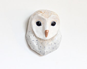 White Owl from woodland, Faux Taxidermy owl mask