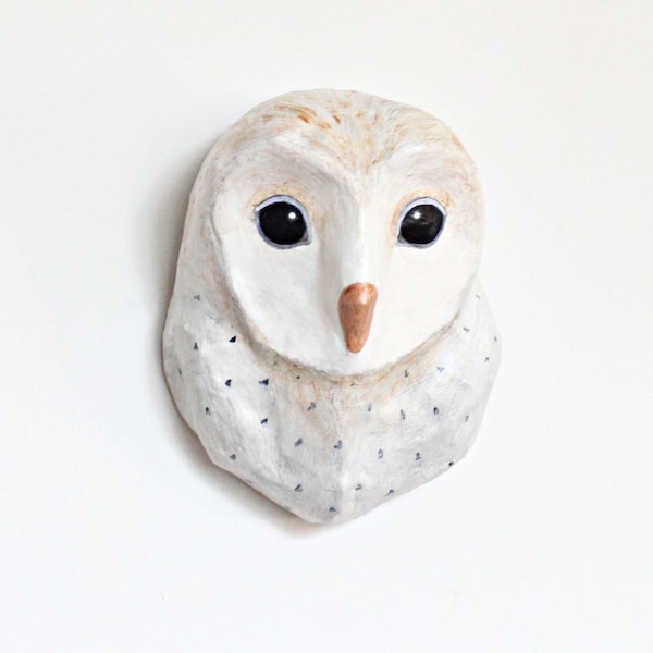 White Owl from woodland, Faux Taxidermy owl mask