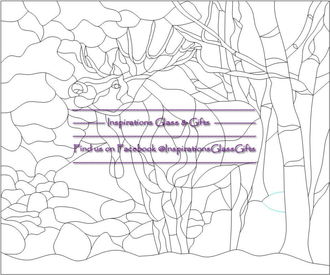 Stained Glass Pattern Autumn Bull Moose Etsy