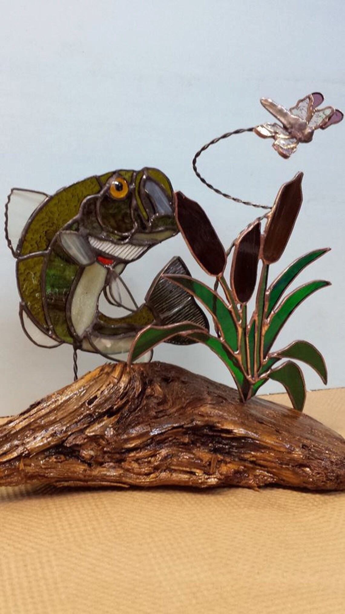 3D PATTERN Stained Glass Jumping Large Mouth Bass Etsy