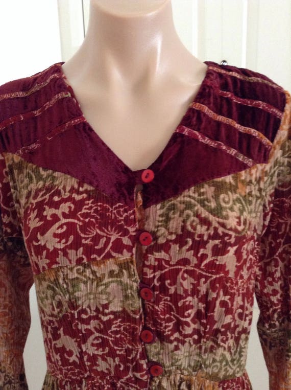 Vintage Phool Dress Velvet Patchwork Gypsy Floaty