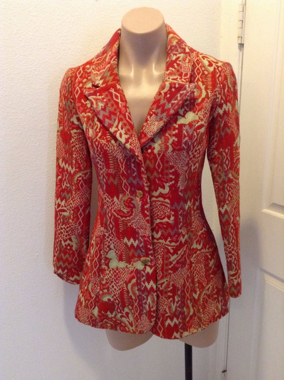 Vintage Patty Woodard Mod Jacket Brocade tapestry 