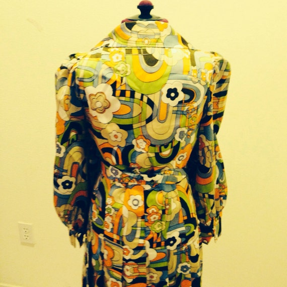 Vintage 60s Peter Max Style Print Dress - image 3